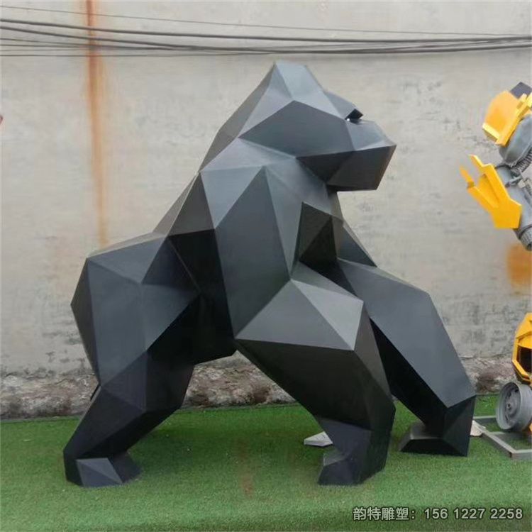 不銹鋼切面猩猩雕塑，抽象大猩猩雕塑
